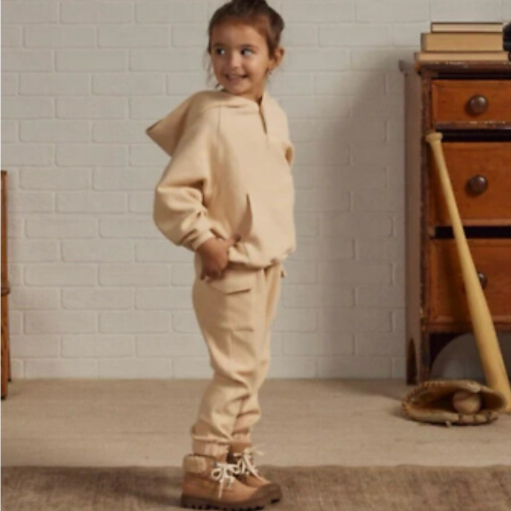 Rylee + Cru Waffle Hoodie Sweatshirt Sweatpants Outfit Set Antique